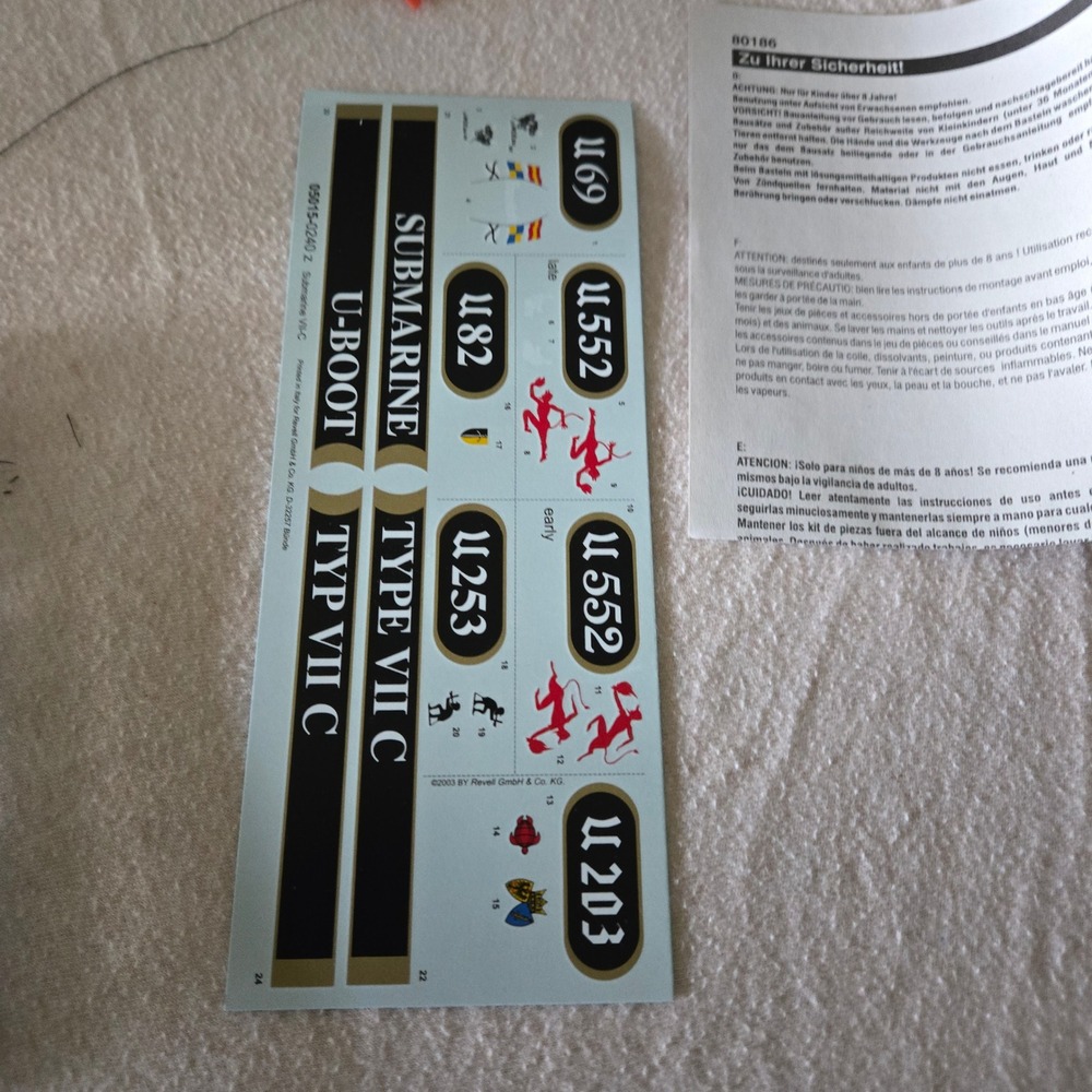 Revell German Submarine VII C Wolf Pack 1:72 Scale Model Kit 05015 Factory Seal - Picture 16 of 16